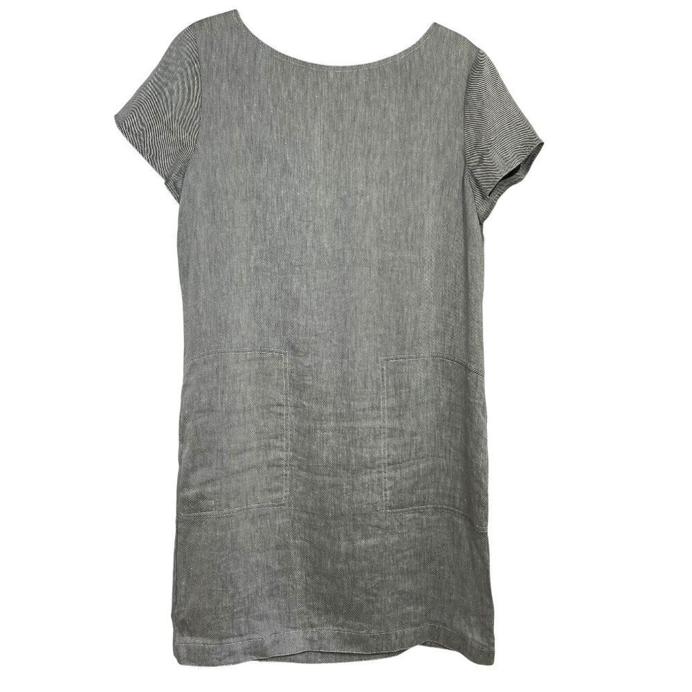 Theory Linen Shift Midi Dress Gray Structured Minimalist L Lined - Picture 2 of 13